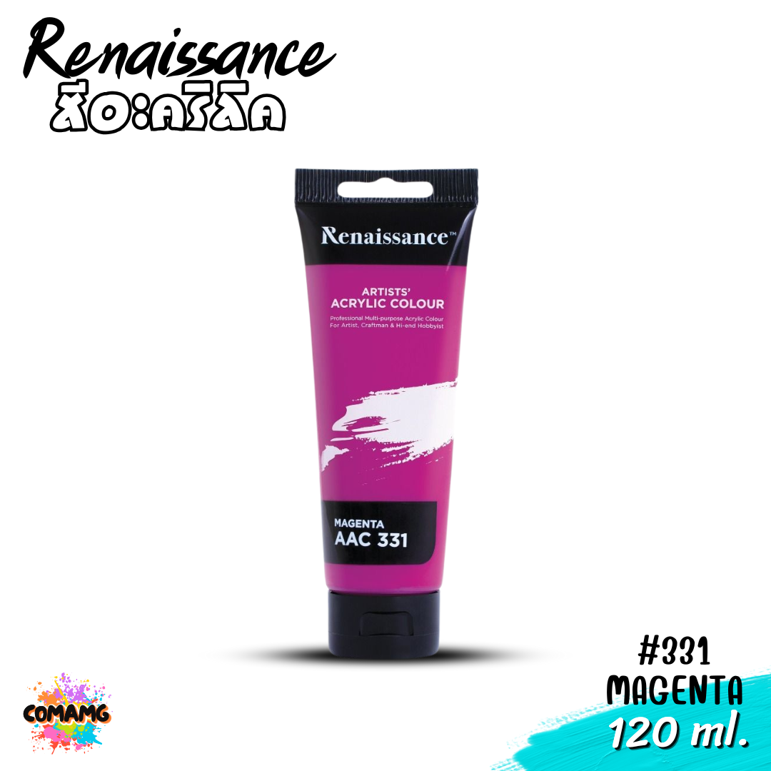 Renaissance สีอะคริลิค ขนาด 120 ml. Artists acrylic color กันน้ำ สีเพ้นท์ไม้ เพ้นท์รองเท้า เพ้นท์ผ้า เรนาซองซ์