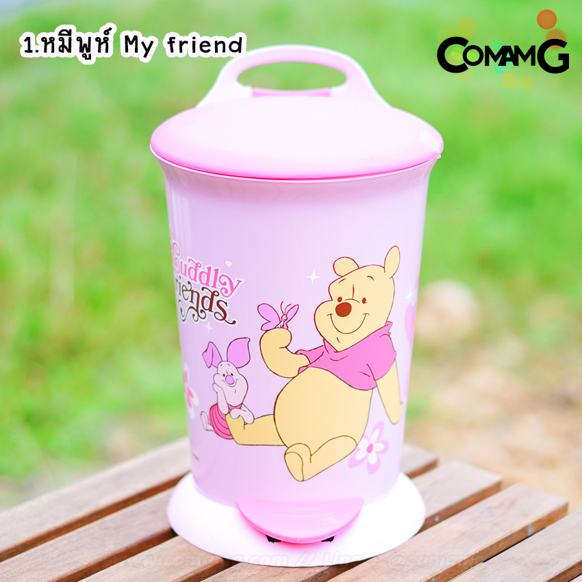 ถังขยะแบบเหยียบ มีถังซ้อนด้านใน ขนาด29*20ซม ลายการ์ตูน ลิขสิทธิ์แท้