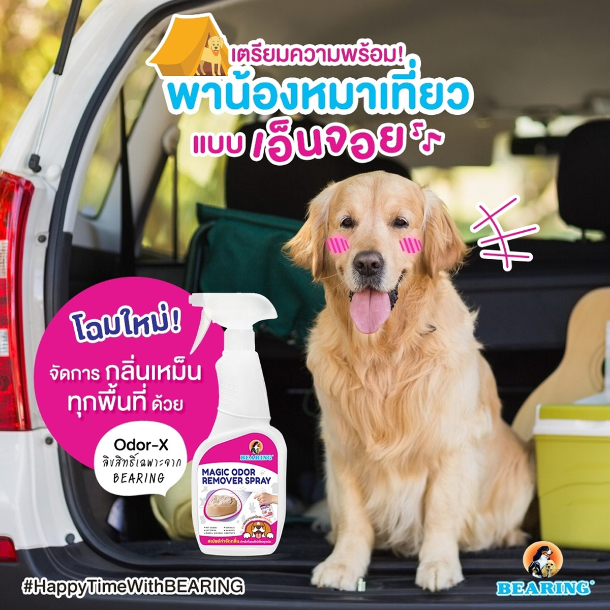 BEARING Magic Odor Remover Spray แบร์ริ่ง สเปรย์ดับกลิ่นสุนัข กลิ่นฉี่ กลิ่นอึหมา 600ml