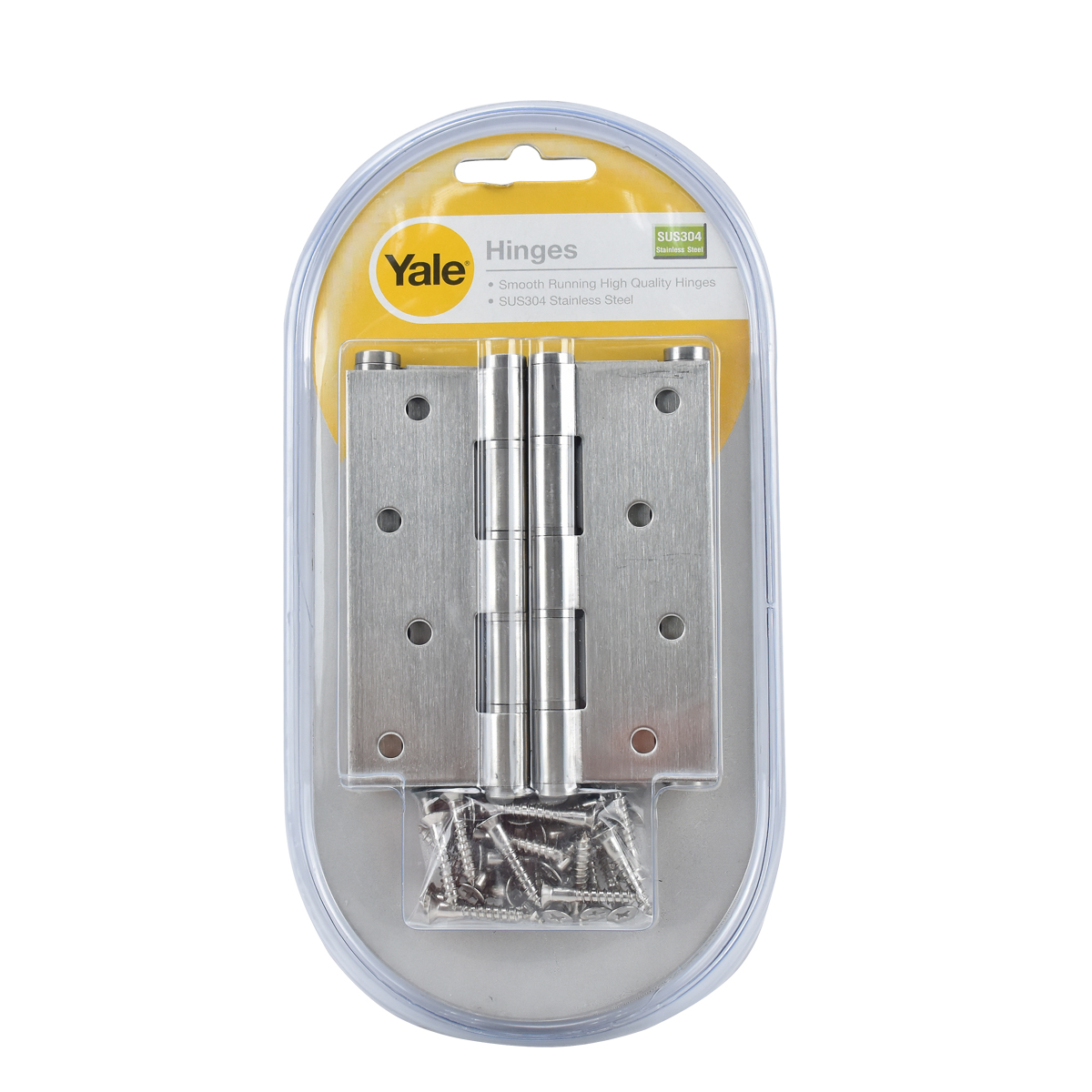 YALE บานพับประตู SL4320SRP4 สแตนเลสแท้ (SUS304) 4"x3"x2มม. บรรจุ 4 ชิ้น [HISL4320SRP4]