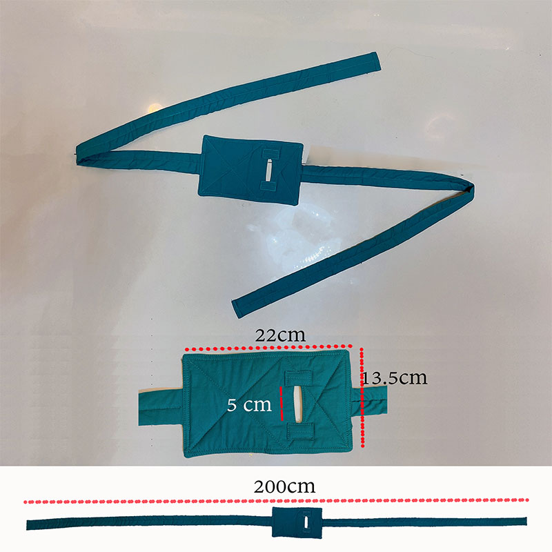 ผ้าผูกข้อมือผู้ป่วย ผ้าเขียวมัดตรึงคนไข้บุด้วยฟองน้ำ เย็บตะเข็บคู่ บุฟองน้ำ ไม่บาดผิว ผ้าโรงพยาบาลCotton100%