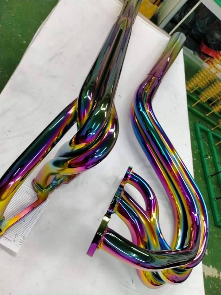 ตัวอย่างท่อเรือซิ่ง ชุบสีไทเทเนียม | PVD Coating