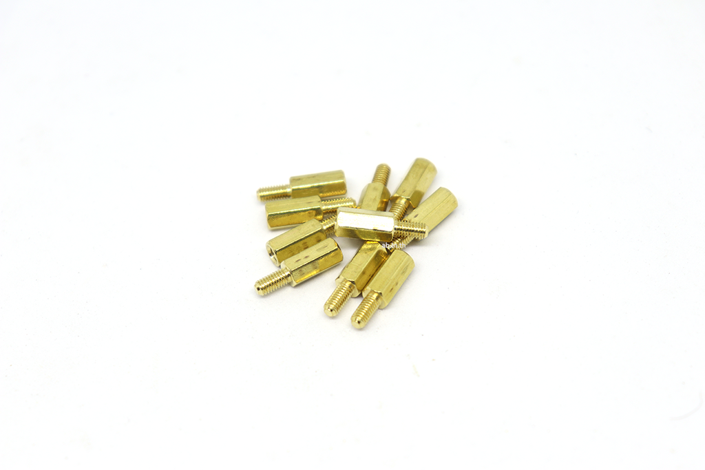 น็อตทองเหลือง M3x10+6mm (10 ชิ้น)
