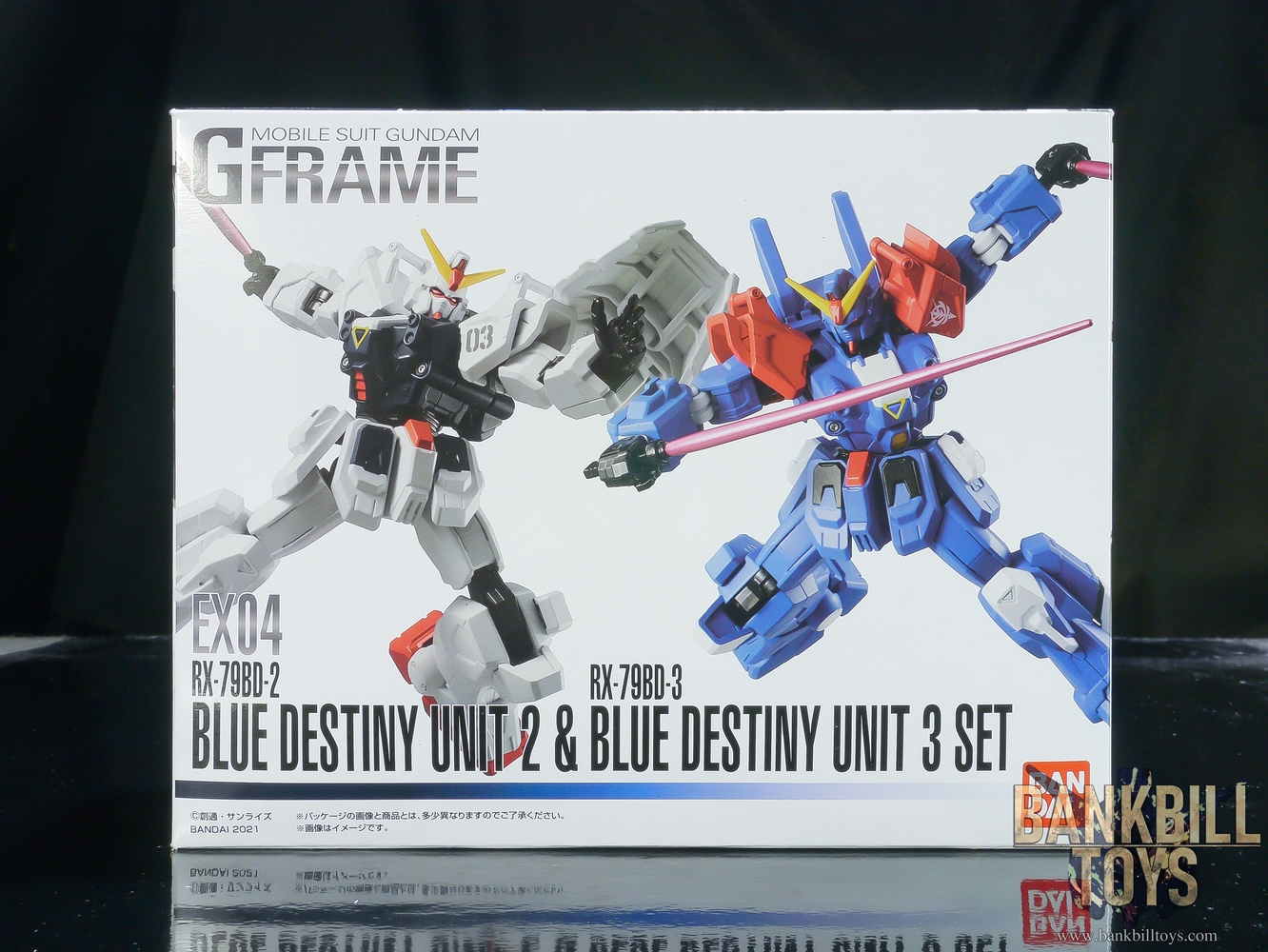 กันดั้ม Bandai Candy Toy Mobile Suit Gundam G Frame EX04 RX-79BD-2 Blue Destiny Unit 2 & RX-79BD-3 Blue Destiny Unit 3 Set