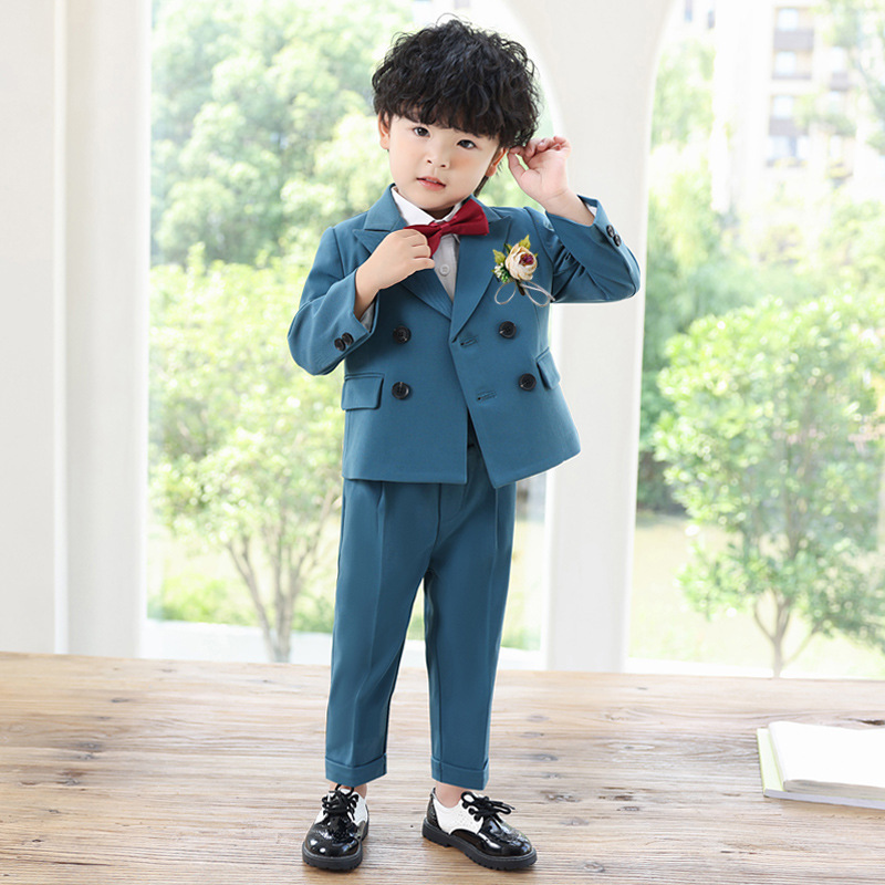 Bset0131- ชุดสูทเด็กชาย 4ชิ้น เนื้อผ้าสวยหรู ทรงสวยดูดี มีเสื้อสูท+กางเกง+โบว์หูกระต่าย+เข็มกลัด ขนาดชุด +ดูเพิ่ม ในรายละเอียด สำหรับออกงาน หรือการแสดง