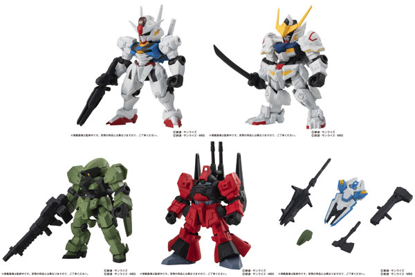 กันดั้ม Bandai Gashapon Mobile Suit Gundam Mobile Suit Ensemble Part 23 Set - Gundam Aerial, Gundam Barbatos, Rick Dias, Graze, MS Weapon Set (ครบเซ็ต 5 แบบ)