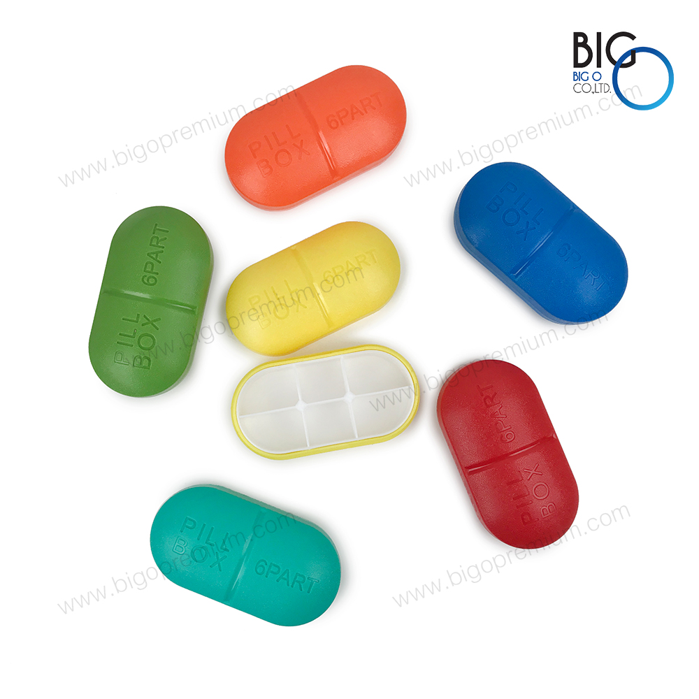 กล่องใส่เม็ดยารูปแคปซูล 6 ช่อง (Pill Box Capsule)