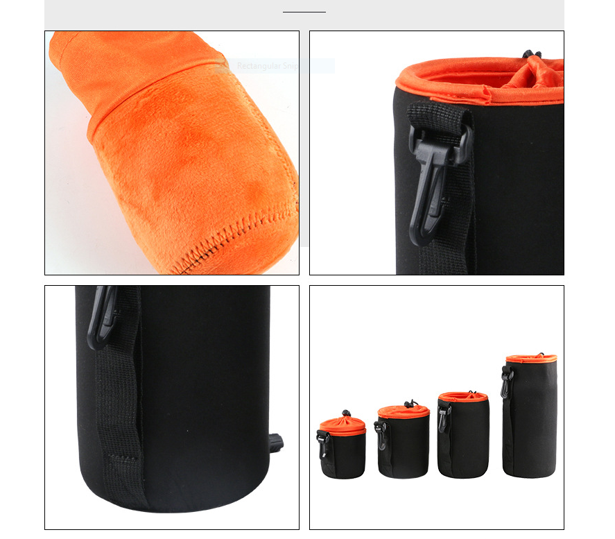 ถุงใส่เลนส์ / ถุงเก็บเลนส์ กันเป็นรอย และลดแรงกระแทก สีดำ/สีส้ม/สีม่วง มี4ไซร์ พร้อมส่ง