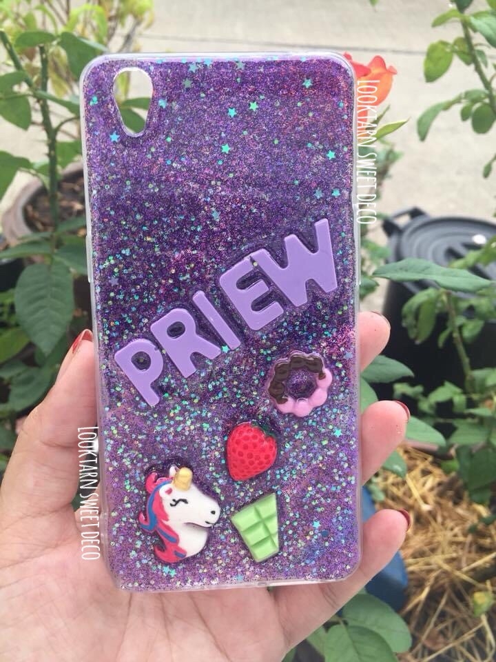 เคสกากเพชรม่วง อักษรสีม่วง