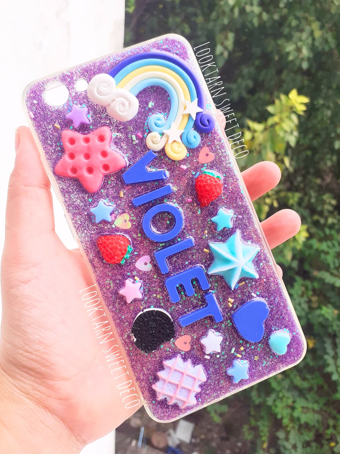 เคสกากเพชร อักษรสีม่วง