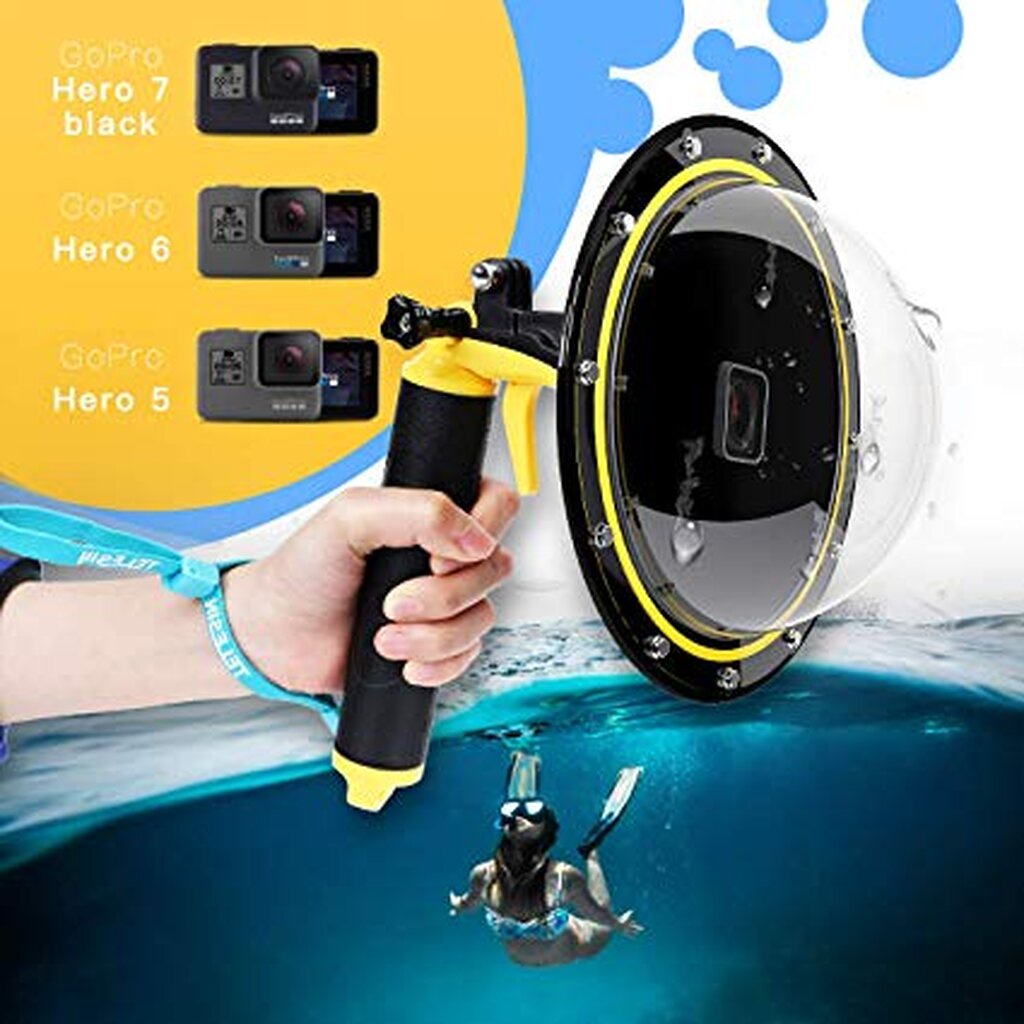 Telesin GoPro 7 / 6 / 5 Telesin Dome Port โดมถ่ายครึ่งบกครึ่งน้ำพร้อมที่กดชัตเตอร์