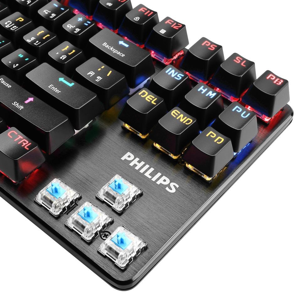 Philips SPK8901 คีย์บอร์ดTKL Mechanical Keyboard Blue Switch 87Key ไฟRGB