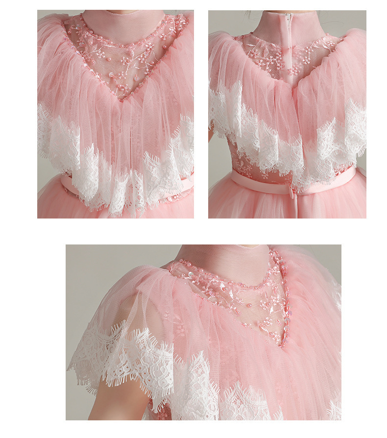 Gd3841- พร้อมส่งจากไทย ชุดออกงานเด็กหญิงสีชมพู สไตล์สวยหวานฟรุ้งฟริ้งสุดเก๋ ชุดราตรีเด็กทรงยาว และทรงหน้าสั้น-หลังยาวแบบเดรสหางปลา