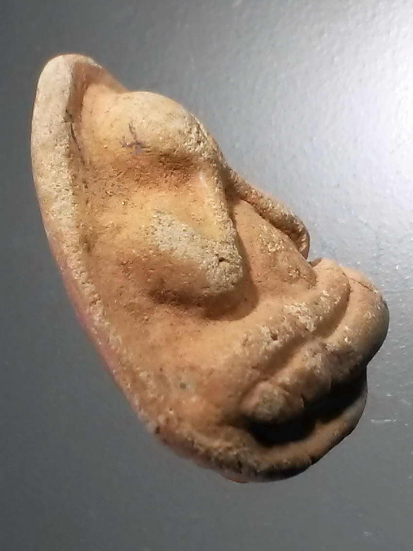 รหัสสินค้า พระไม่ทราบที่ 513 พระปิดตา เนื้อดินเผา หลังอูม ไม่ทราบที่