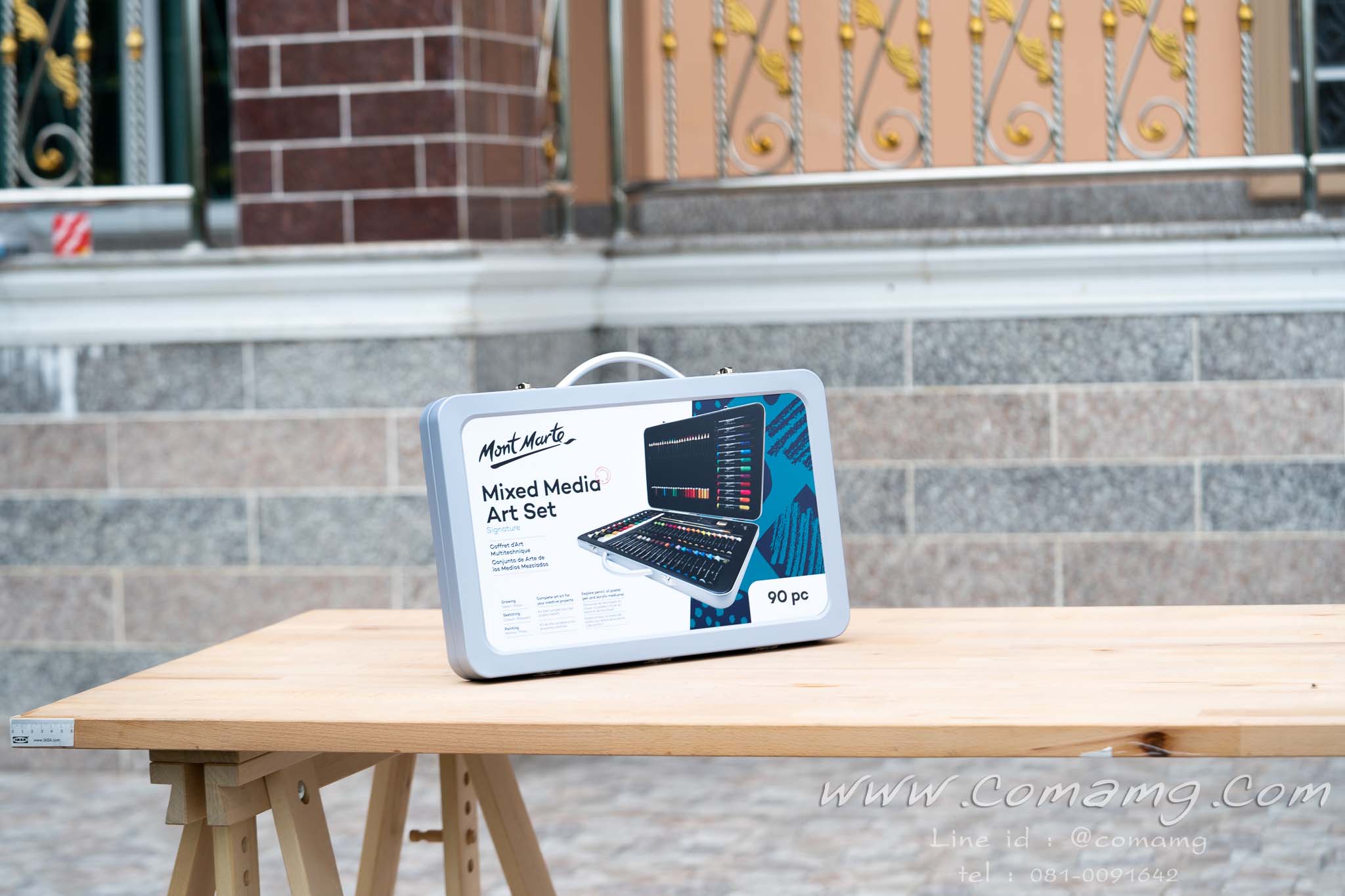 ชุดสี Mont Marte กระเป๋ากล่องเหล็ก อุปกรณ์วาดรูป 90 ชิ้น สีอะคริลิค ชอล์คน้ำมัน สีไม้ เมจิก พร้อมพู่กัน และอุปกรณ์วาดเขียน