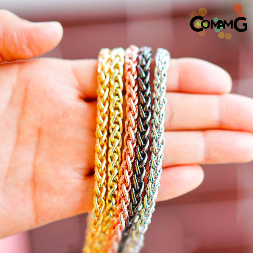 สายกระเป๋า สายโซ่กระเป๋า สายโซ่ถักกลม หัวเกี่ยวตัวยู ยาว120ซม พร้อมส่ง