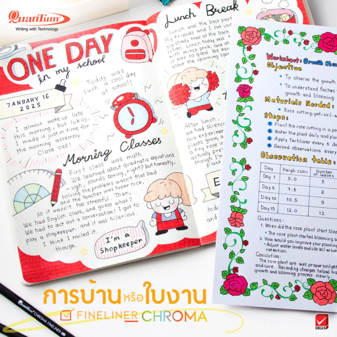 Quantum ปากกาไฟน์ไลน์เนอร์โครมา หัวขนาด 0.4มม. หมึกสูตรน้ำ เขียนลื่นไม่มีสะดุด มี 11สี ออกบิลได้ พร้อมส่ง