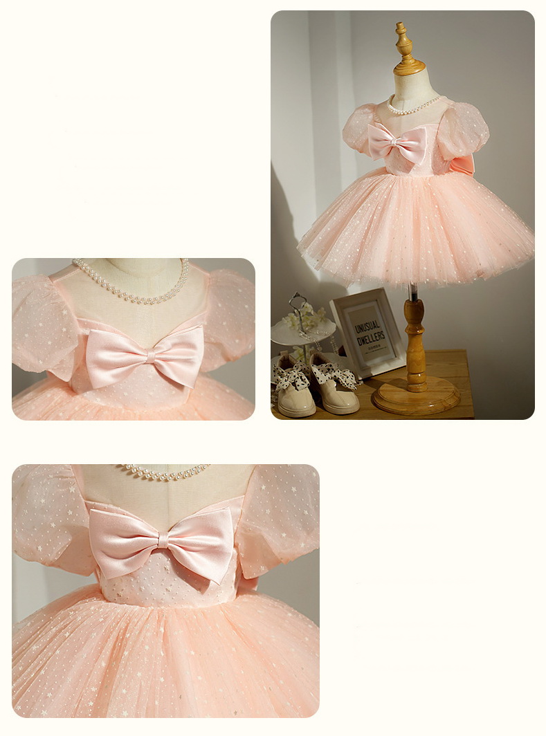 Gd3982- พร้อมส่งจากไทย ชุดออกงานเด็กสีชมพูโอโรส เด็กเล็ก-เด็กโต สวยมีสไตล์ สวยหวานสุดหรู ชุดราตรีเด็กทรงสั้น ชุดออกงานการแสดงเด็ก