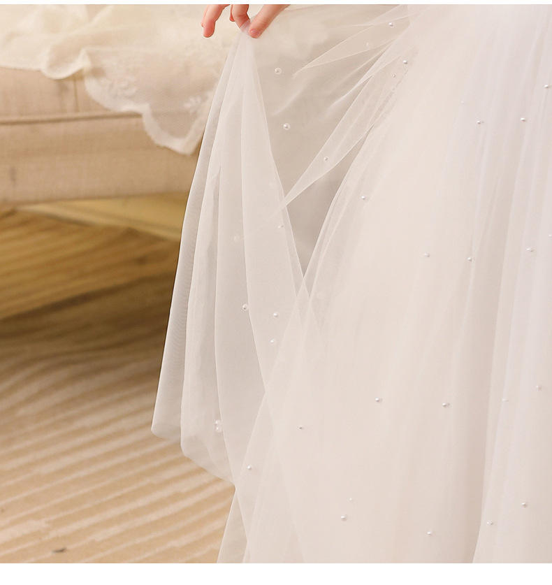 Gd4118- พร้อมส่งจากไทย ชุดราตรีเด็กสีขาว ชุดออกงานเด็กหญิงทรงยาว และทรงหน้าสั้น-หลังยาว ตกแต่งมุก ทรงสวยสุดหวาน สำหรับเด็กเล็ก-เด็กโต