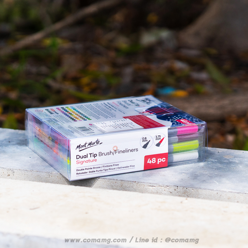 ปากกามาร์คเกอร์ ปากกาหัวพู่กัน Mont Marte 2หัวในด้าม Dual Tip Signature