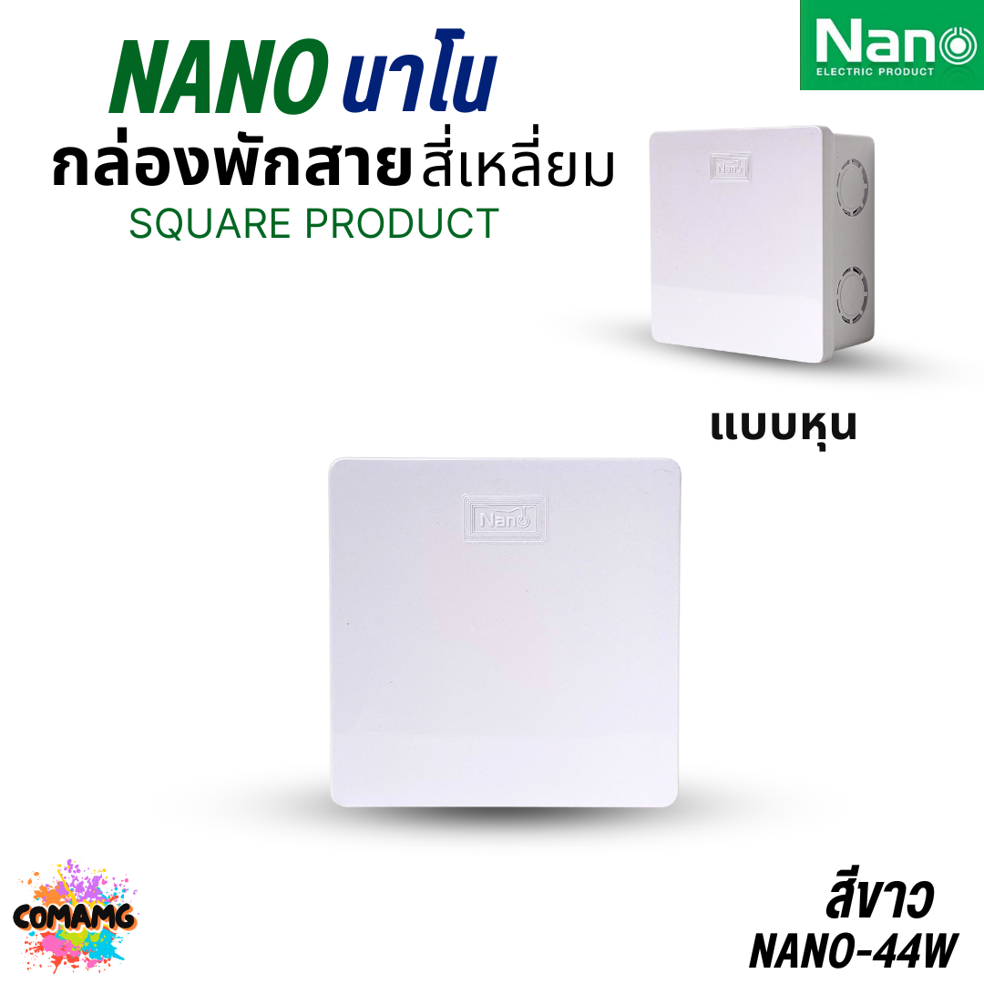 NANO กล่องพักสาย แบบมิล แบบหุน NANO-24 2x4 สีขาว สีดำ / NANO-44W 4x4 สีขาว สีดำ พร้อมส่ง