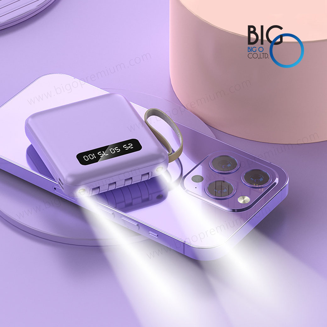 พาวเวอร์แบงค์พรีเมี่ยม ความจุ 10000 mAh มีสายชาร์จในตัว