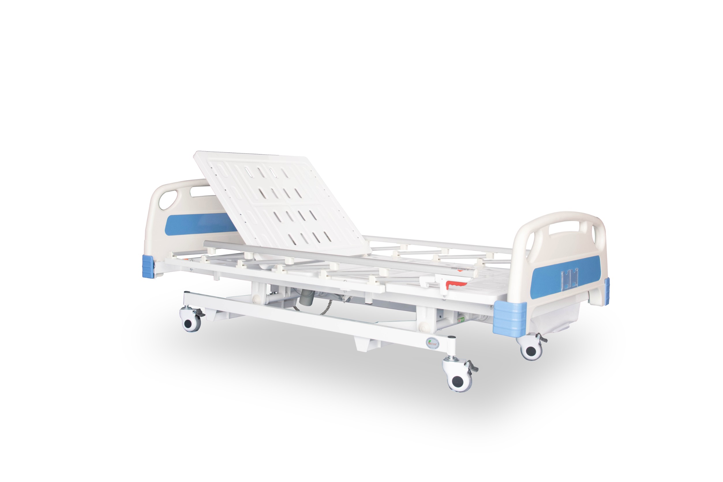 เตียงผู้ป่วยปรับไฟฟ้า 4 ฟังก์ชั่น SUPER LOW หัวท้าย ABS ราวสไลด์ I ปรับเตียงต่ำพิเศษ 35 ซม.+ แถมพิเศษ ฟูกที่นอน 4 ตอน + ชุดผ้าปูที่นอน ปลอกหมอน + ผ้ายางกันเปื้อน