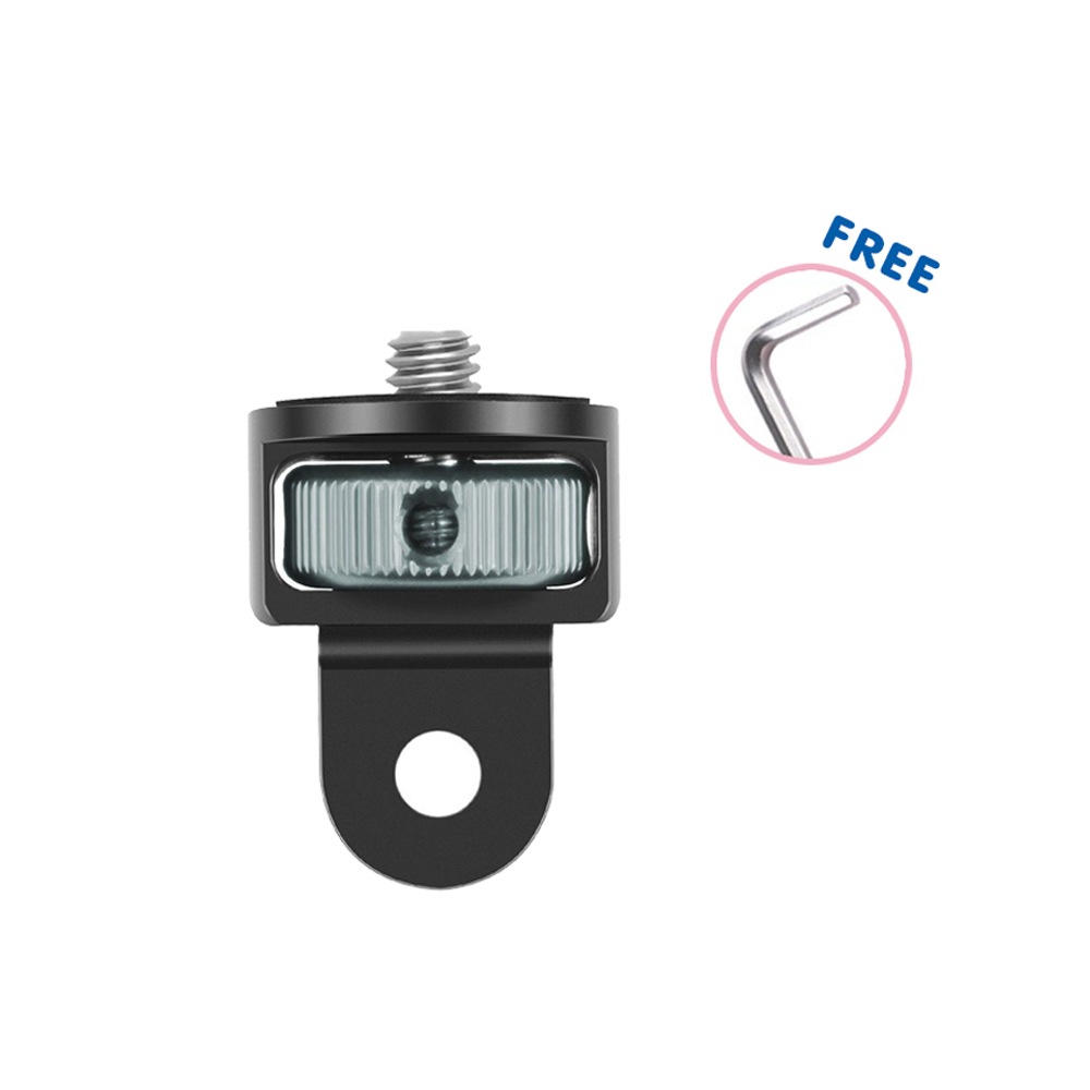1/4 นิ้ว 360 องศา Black Grey อะแดปเตอร์ขาตั้งกล้องอลูมิเนียม for GoPro / SJCAM / Xiaomi / Insta360 / action camera