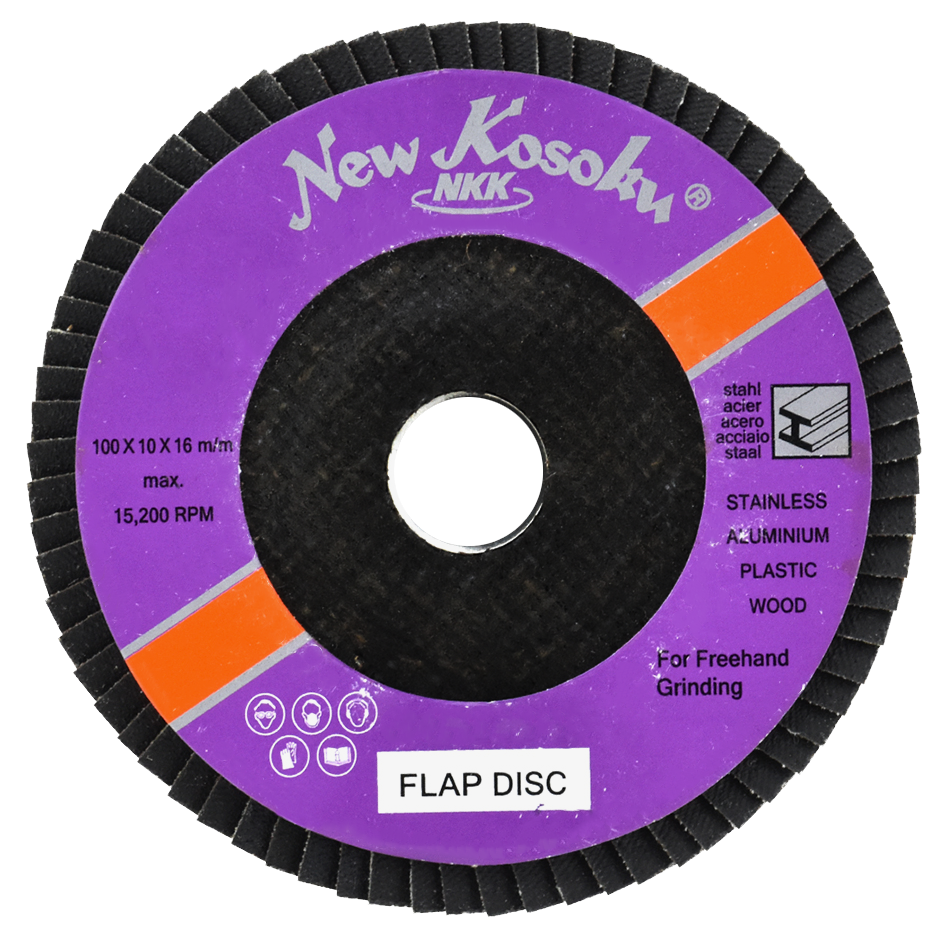 NKK จานทรายหลังแข็ง (Brown) FLAP DISC ขนาด4"x10x16 เบอร์ 80