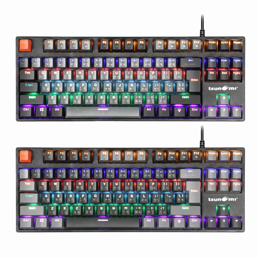 เกมมิ่งคีย์บอร์ด Tsunami MK-04 คีย์บอร์ดGaming แมคคานิคอล แบบTKL 87Key คีย์แคปทูโทน