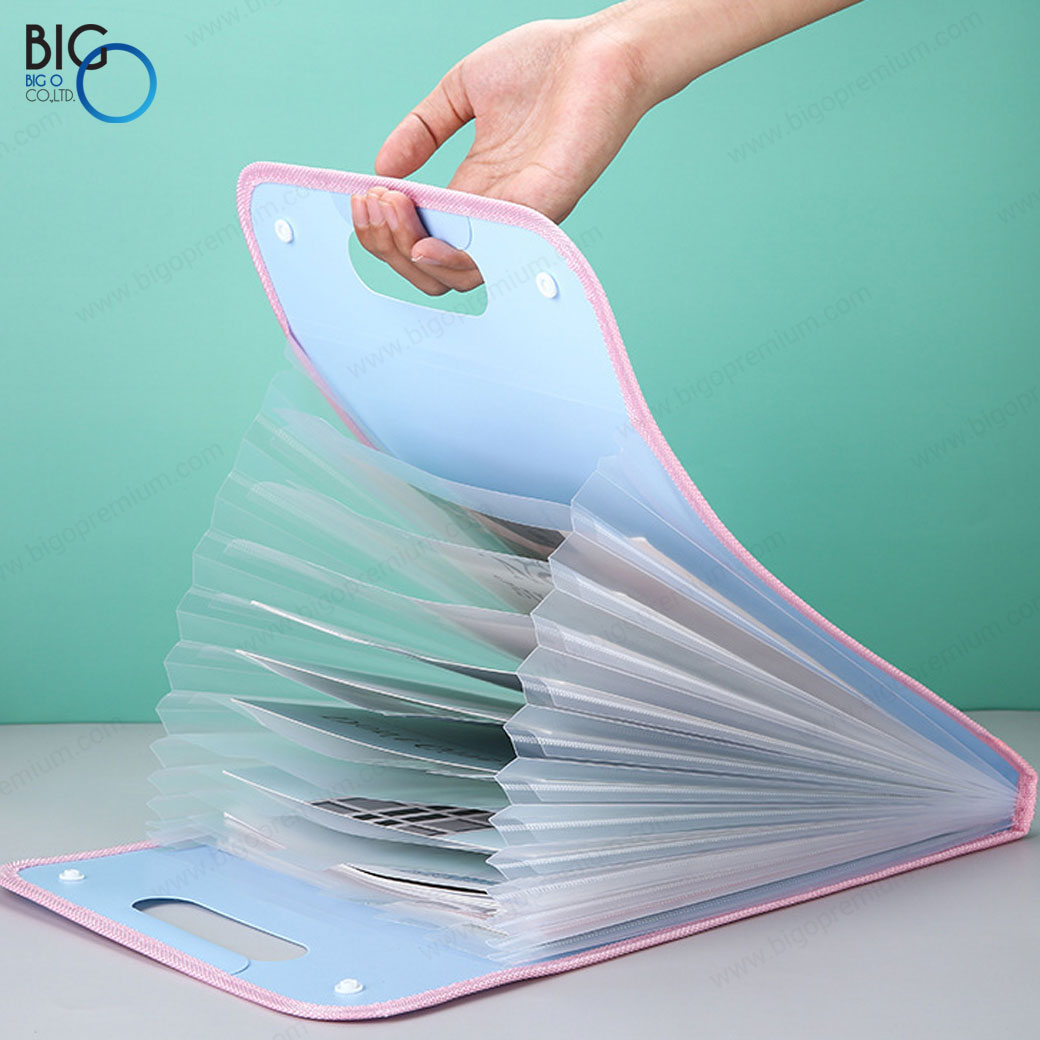 แฟ้มใส่เอกสารพรีเมี่ยม ขนาด A4 กันน้ำ มีกระดุมปิดขยายข้าง