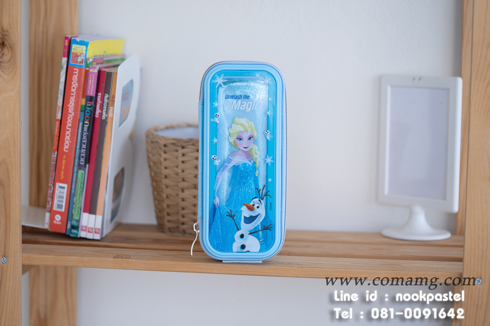 กล่องดินสอเอลซ่ากลิตเตอร์ รุ่นน้ำไหล สีฟ้า ลิขสิทธิ์แท้