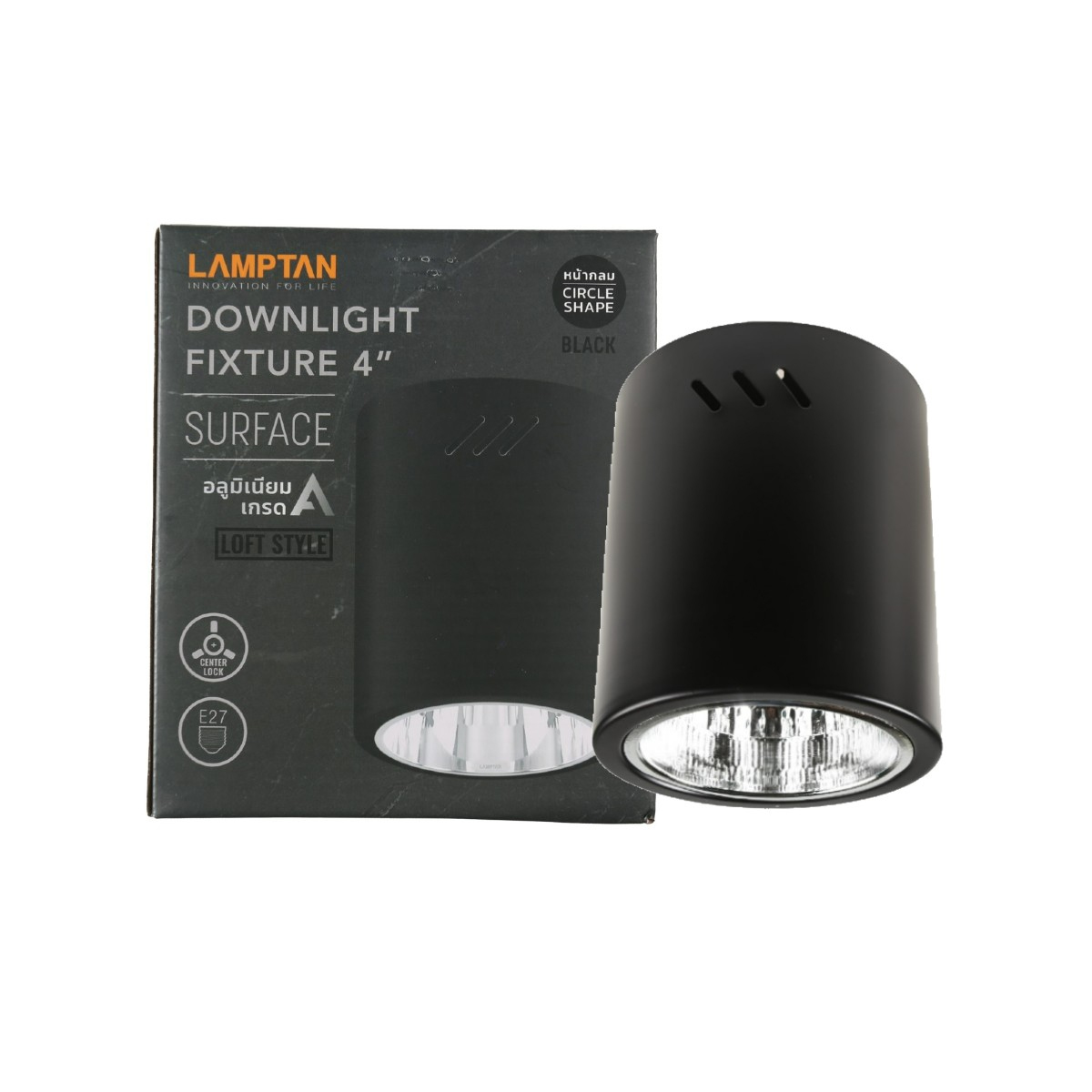 LAMPTAN โคมดาวน์ไลท์ แบบติดลอย หน้ากลม 4 นิ้ว สีดำ