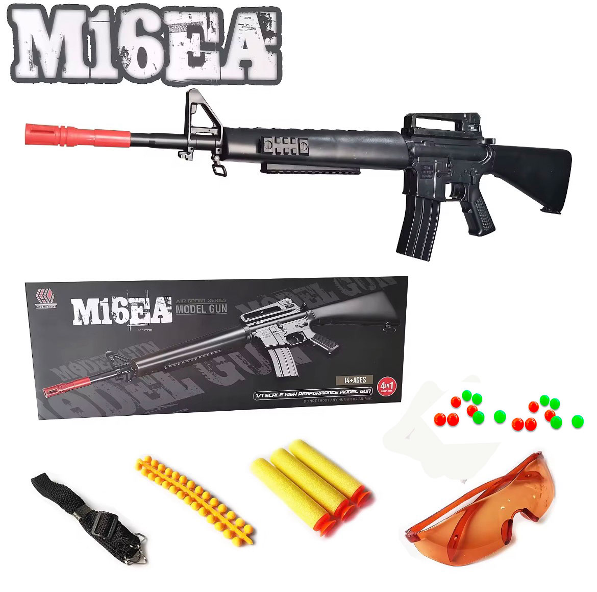 ปืนของเล่น ปืนอัดลม รุ่น M16EA ใช้กระสุนได้ 4 แบบ [4IN1] SCALE 1/1 ระบบสปริงชักยิงทีละนัด