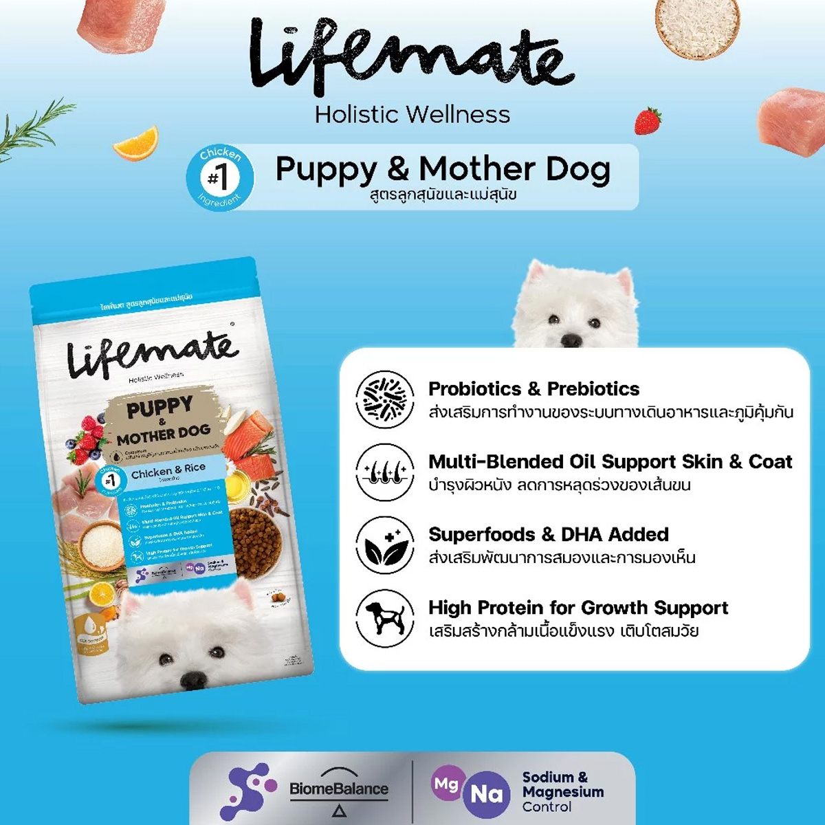 Lifemate Breed ไลฟ์เมท อาหารเม็ดสุนัขโตพันธุ์เล็ก-ใหญ่ ขนาด 1-2KG