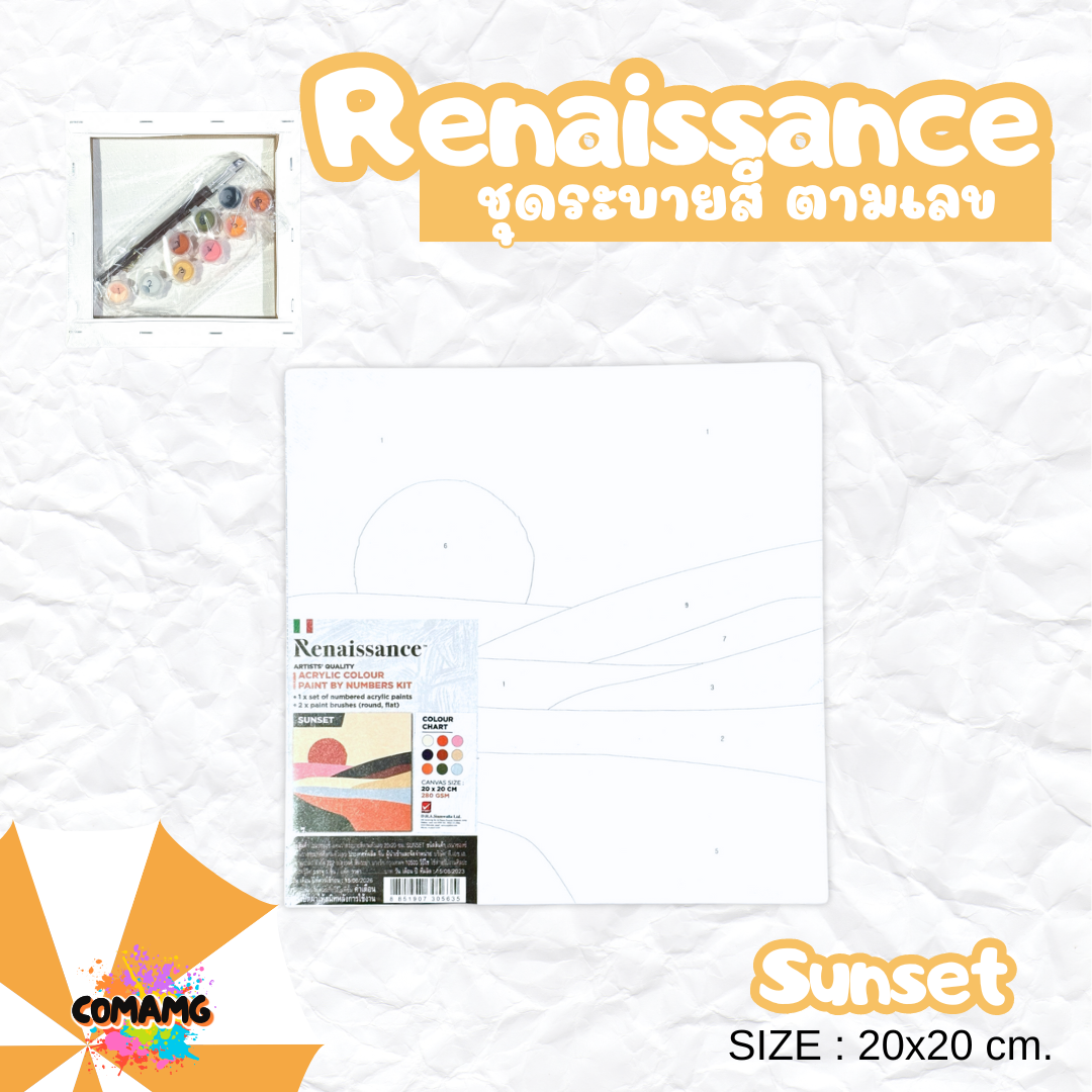Renaissance ชุดแคนวาส ชุดระบายสีตามเลข Paint by Number Kit Size 20x20 cm. พร้อมส่ง