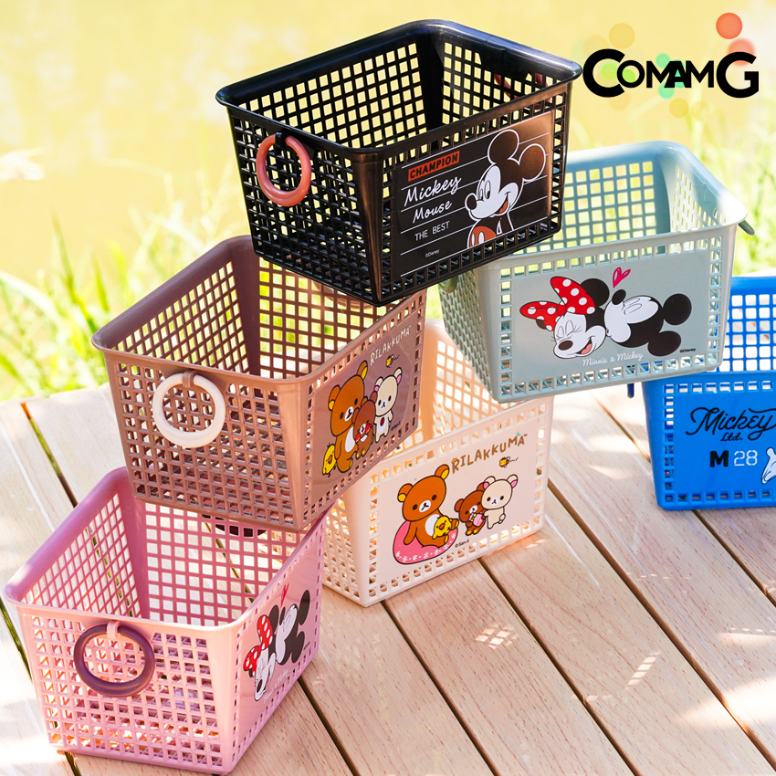 ตะกร้าใส่ของจุกจิก าใส่ของอเนกประสงค์ วางบนโต๊ะ แบบตะกร้าเหลี่ยม ลายการ์ตูน
