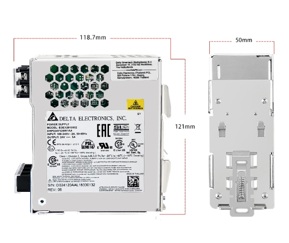 Delta Power Supply DRP024V120W1AA 24V/5A (120W) ,Input 220 AC 1Phase