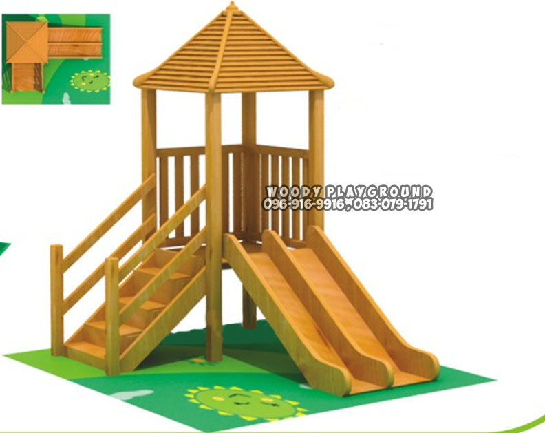 เครื่องเล่นสนาม ชุดบ้านสไลเดอร์คู่
