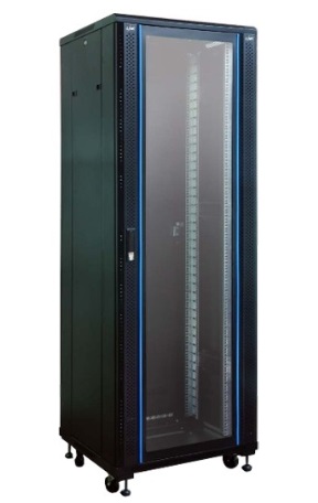Link 19” Tempered Glass Rack 42U, (60 x 110 x 207 cm.) Black