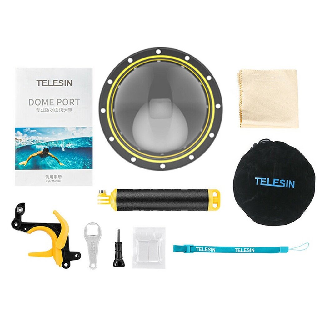 Telesin GoPro 7 / 6 / 5 Telesin Dome Port โดมถ่ายครึ่งบกครึ่งน้ำพร้อมที่กดชัตเตอร์