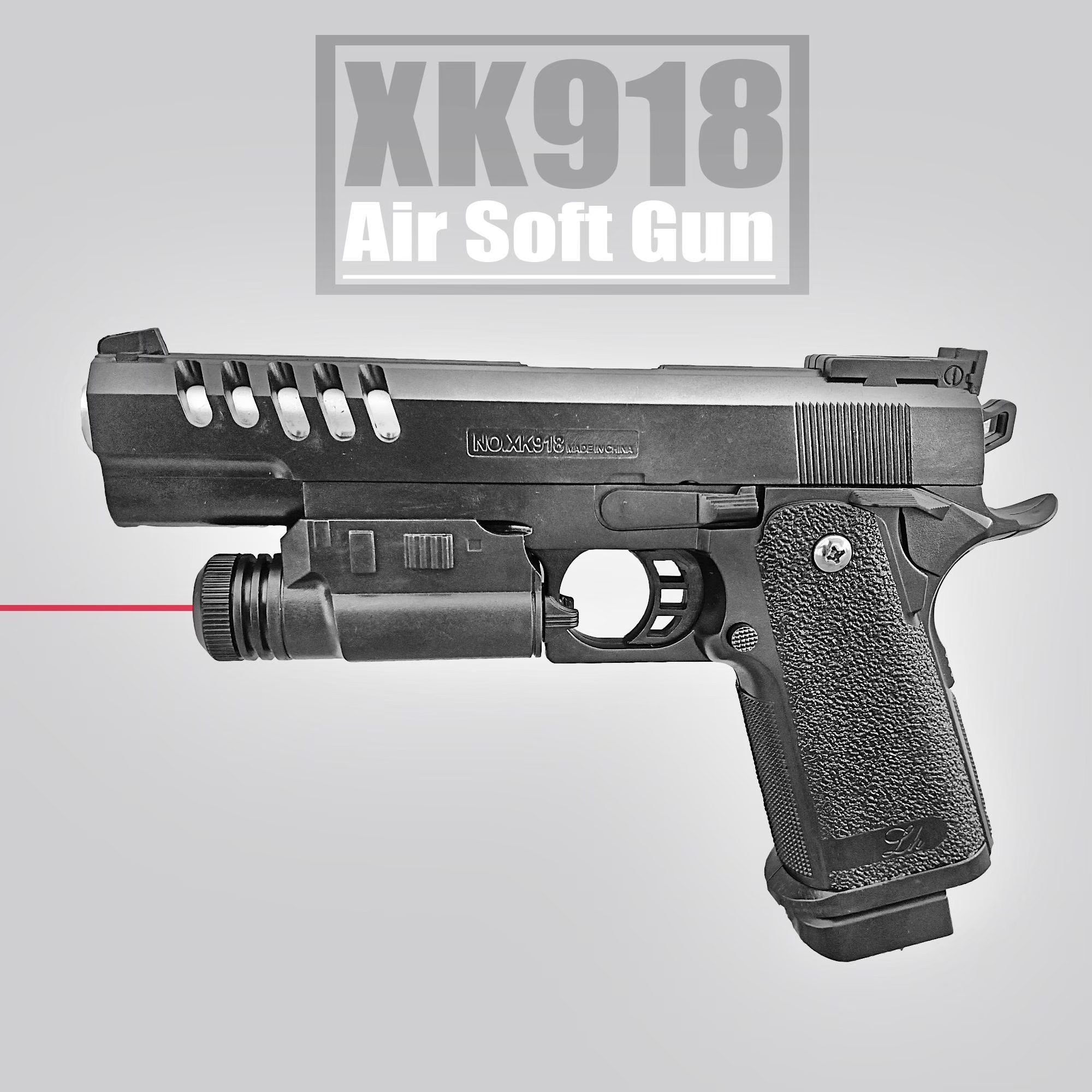 ปืนของเล่น ปืนพลาสติก ปืนอัดลม ปืนพกสั้น ติดเลเซอร์ XK918