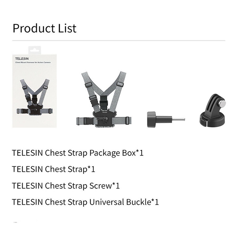 (รุ่นใหม่) Telesin สายรัดหน้าอก Chest Strap Flexible Double Side Elasticity for GoPro / SJCAM / Xiaomi / Insta360