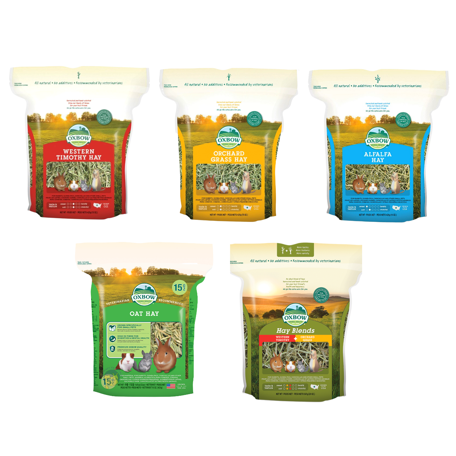 Oxbow ออกซ์โบว์ หญ้าแห้ง ธีโมที ออชาร์ด อัลฟาฟ่า หญ้ากระต่าย แกสบี้ แพรี่ด๊อก ชินชิลล่า เควี่ ขนาด 425 กรัม