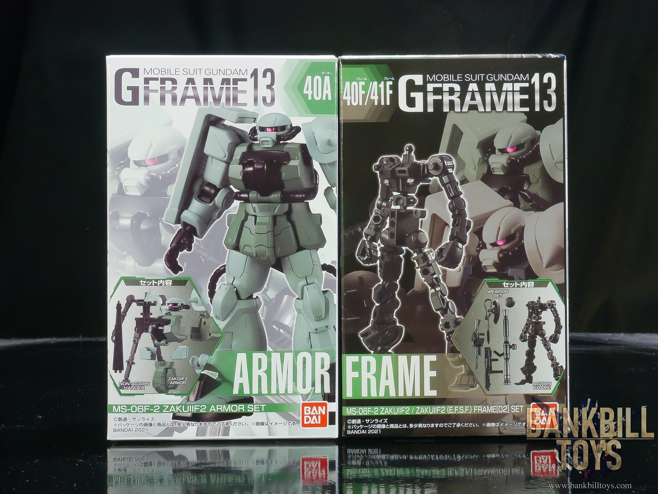กันดั้ม Bandai Candy Toy Mobile Suit Gundam G Frame 13 No.40A MS-06F-2 Zaku II F2 Armor Set + No.40F Frame[02] Set (เซ็ตคู่ 2 กล่อง)