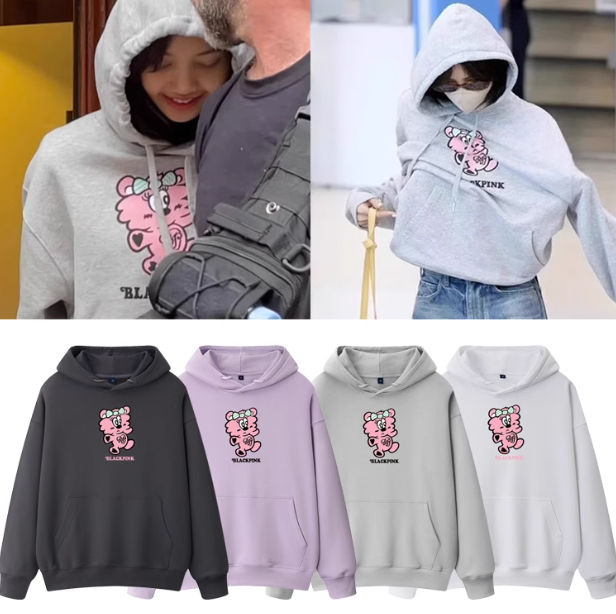 เสื้อกันหนาวลายการ์ตูน BlackPink แบบลิซ่าใส่