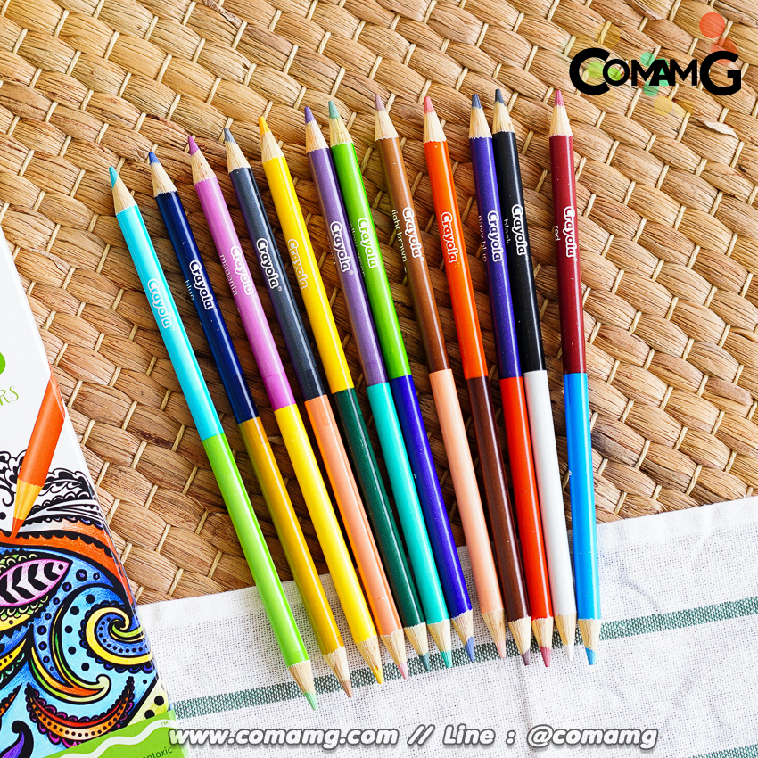 สีไม้ไร้สารพิษCrayola 12แท่ง24สีพร้อมกบเหลาดินสอ สีไม้Crayola