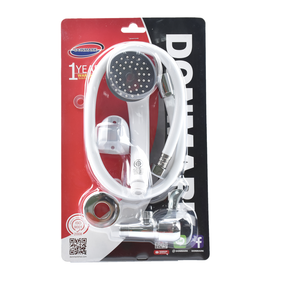 DONMARK ชุดฝักบัวสีขาวพร้อมวาล์วด้ามปัดโครเมี่ยม CD-23P4C