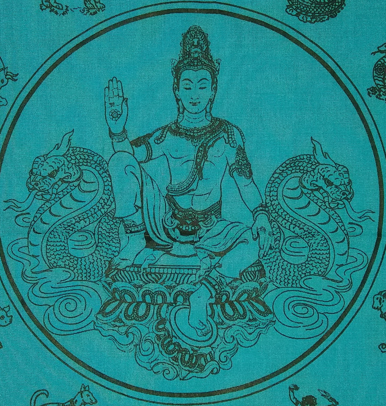 รหัสสินค้าผ้า ยันต์สำนักต่างๆ 040 ผ้ายันต์พระเทวราชโพธิสัตว์ องค์ราชันดำจตุคามรามเทพ รุ่นอาณาจักรศรีวิชัย โคตรเศรษฐี