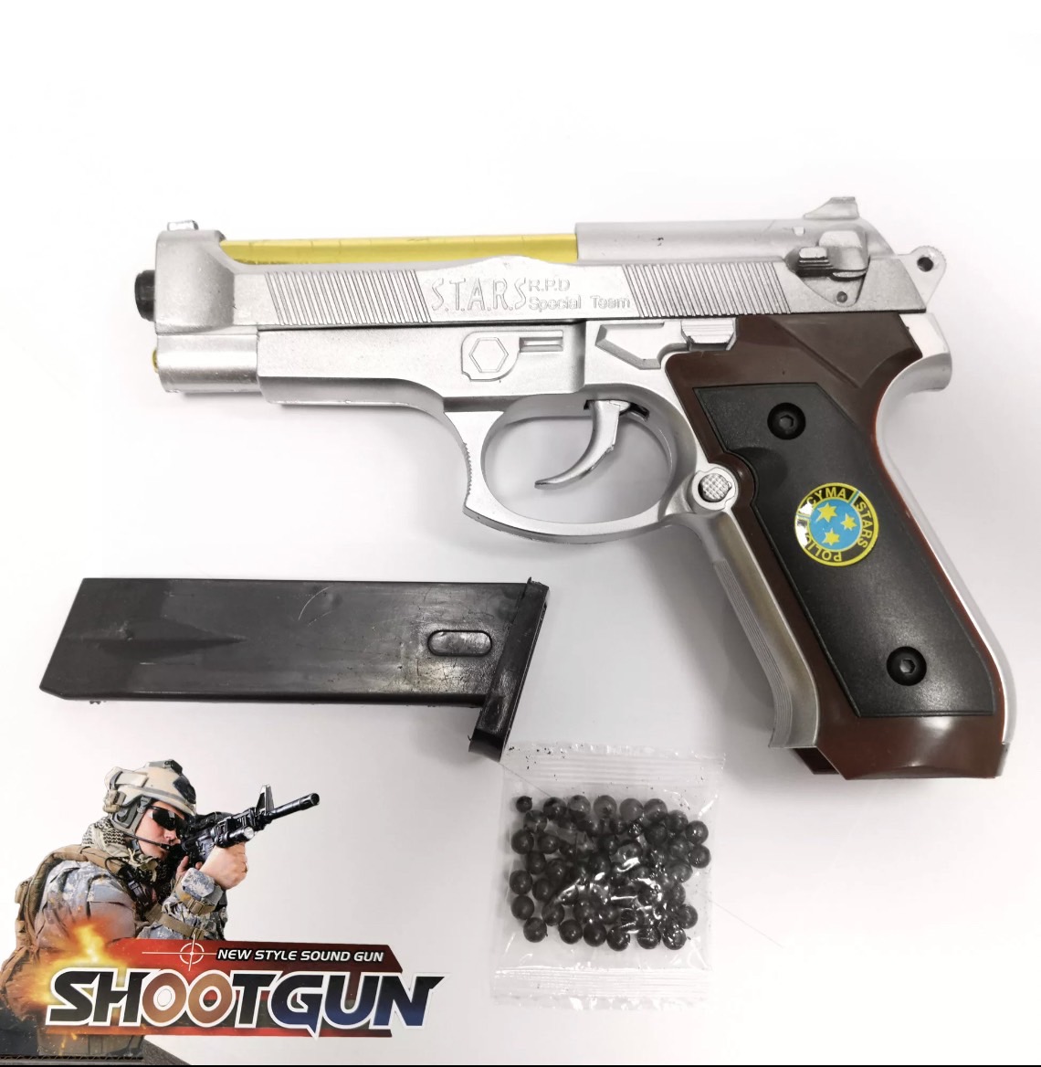 ปืนของเล่น ปืนอัดลมพลาสติก ปืนอัดลมแบบพกสั้น แถมกระสุนพร้อมเล่น P.628